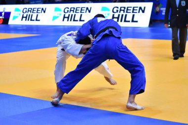 Orenburg, Rusya Federasyonu - Mayıs 12-13 yıl 2018: Boys rekabet Judo Avrupa Judo Cu için