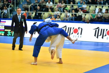 Orenburg, Rusya Federasyonu - Mayıs 12-13 yıl 2018: Boys rekabet Judo Avrupa Judo Cu için