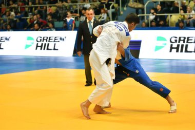 Orenburg, Rusya Federasyonu - Mayıs 12-13 yıl 2018: Boys rekabet Judo Avrupa Judo Cu için