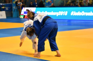 Orenburg, Rusya Federasyonu - Mayıs 12-13 yıl 2018: kız rekabet Judo Avrupa Judo Cu için