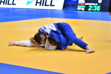 Orenburg, Rusya Federasyonu - Mayıs 12-13 yıl 2018: kız rekabet Judo Avrupa Judo Cu için