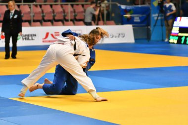 Orenburg, Rusya Federasyonu - Mayıs 12-13 yıl 2018: kız rekabet Judo Avrupa Judo Cu için