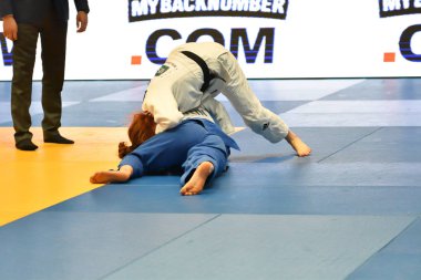 Orenburg, Rusya Federasyonu - Mayıs 12-13 yıl 2018: kız rekabet Judo Avrupa Judo Cu için