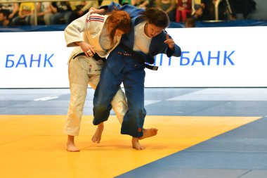 Orenburg, Rusya Federasyonu - Mayıs 12-13 yıl 2018: kız rekabet Judo Avrupa Judo Cu için