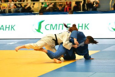 Orenburg, Rusya Federasyonu - Mayıs 12-13 yıl 2018: kız rekabet Judo Avrupa Judo Cu için