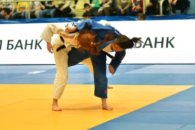 Orenburg, Rusya Federasyonu - Mayıs 12-13 yıl 2018: kız rekabet Judo Avrupa Judo Cu için