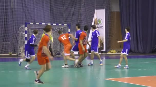 Orenburg Rusland Februari 2018 Jaar Jongens Spelen Handbal Internationaal Handbaltoernooi — Stockvideo