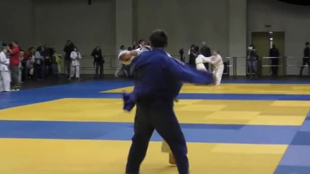 Orenburg Rússia Fevereiro 2016 Meninos Competem Judô Campeonato Região Orenburg — Vídeo de Stock