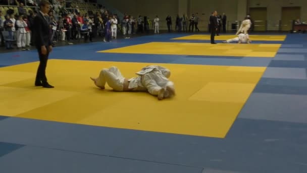 Orenburg Russie Février 2016 Les Garçons Concourent Judo Championnat Région — Video