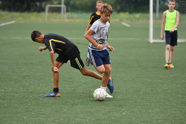 Orenburg Russia Luglio 2017 Anno Ragazzi Giocano Calcio Sul Torneo — Foto Stock