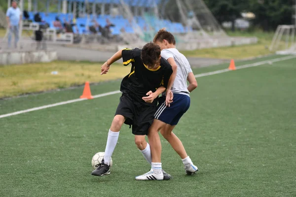 Orenburg Ryssland Juli 2017 Pojkarna Spela Fotboll Staden Turnering Mini — Stockfoto