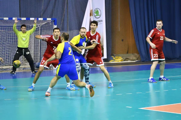 Orenburg Rússia February13 2018 Ano Meninos Jogam Handebol Torneio Internacional — Fotografia de Stock