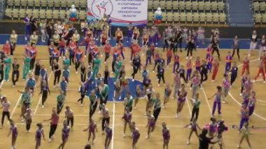 Orenburg, Rusya Federasyonu - 9 Aralık 2017 yıl: kız rekabet spor aerobik fitness ve spor aerobik üzerinde Orenburg bölgesi fincan için spor aerobik içinde.