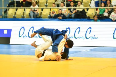 Orenburg, Rusya Federasyonu - Mayıs 12-13 yıl 2018: Boys rekabet Judo Avrupa Judo Cu için