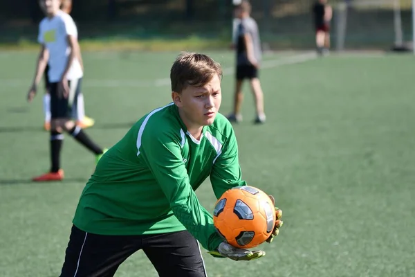 Orenburg Rusia Agosto 2017 Año Los Niños Juegan Fútbol Torneo — Foto de Stock