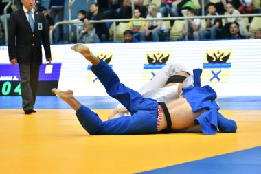 Orenburg, Rusya Federasyonu - Mayıs 12-13 yıl 2018: Boys rekabet Judo Avrupa Judo Cu için