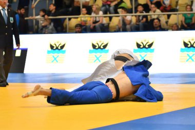 Orenburg, Rusya Federasyonu - Mayıs 12-13 yıl 2018: Boys rekabet Judo Avrupa Judo Cu için