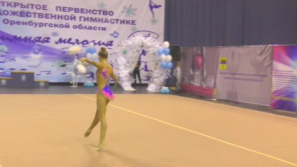 Orenburg Russland November 2017 Jahr Mädchen Wetteifern Rhythmischer Gymnastik Führen — Stockvideo