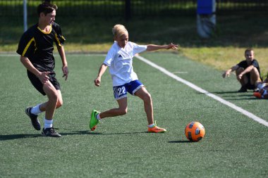 Orenburg, Rusya Federasyonu - 18 Ağustos 2017 yıl: çocuklar futbol mini futbol turnuvası şehir 