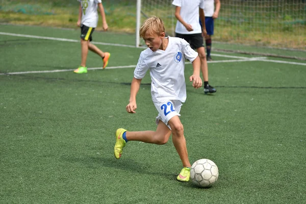 Orenburg Rusia Julio 2017 Año Los Niños Juegan Fútbol Torneo — Foto de Stock