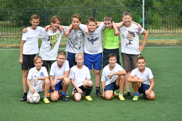 Orenburg Russia Luglio 2017 Anno Ragazzi Giocano Calcio Sul Torneo — Foto Stock