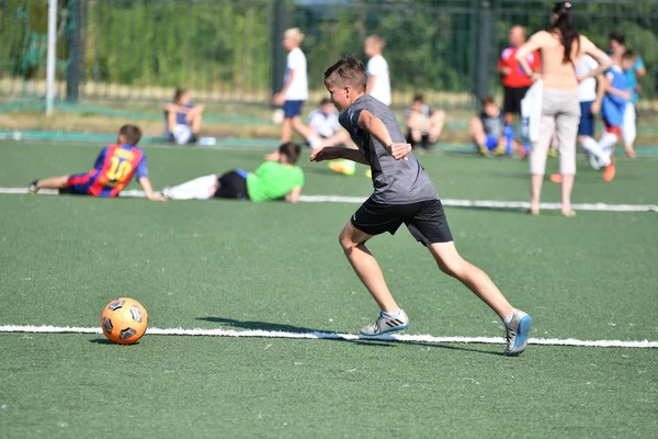 Orenburg Russia Agosto 2017 Anno Ragazzi Giocano Calcio Sul Torneo — Foto Stock