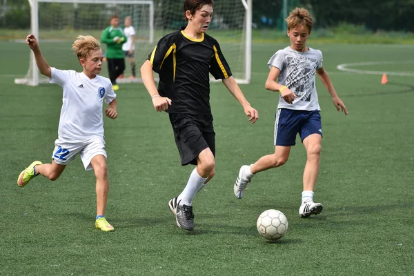 Orenburg Russia Luglio 2017 Anno Ragazzi Giocano Calcio Sul Torneo — Foto Stock