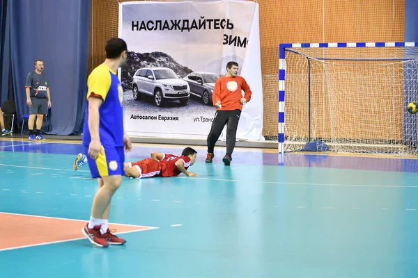 Orenburg Rússia February13 2018 Ano Meninos Jogam Handebol Torneio Internacional — Fotografia de Stock