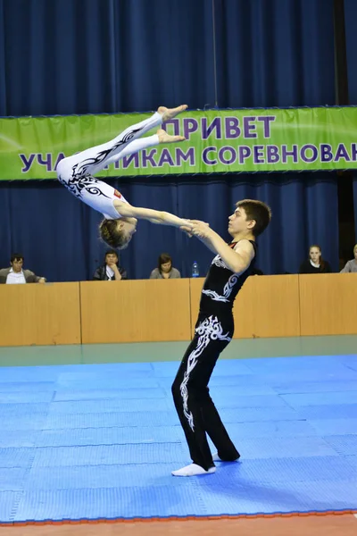 Orenburg Russland Mai 2017 Jahr Jugendliche Messen Sich Sportakrobatik Bei — Stockfoto