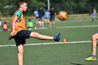 Orenburg, Rusya Federasyonu - 18 Ağustos 2017 yıl: çocuklar futbol mini futbol turnuvası şehir 