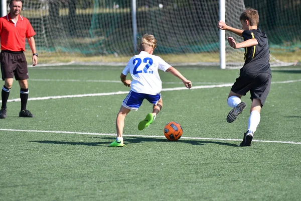 Orenburg Rússia Agosto 2017 Ano Meninos Jogam Futebol Torneio City — Fotografia de Stock