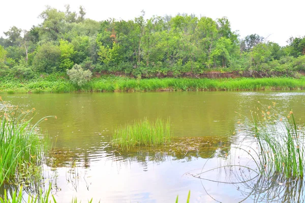 Nehri üzerinde sabah bulutlu hava yaz