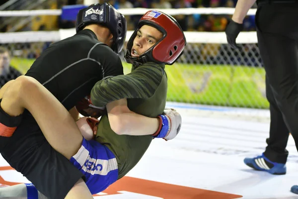 Orenburg Rusia Febrero 2017 Año Los Combatientes Compiten Artes Marciales — Foto de Stock