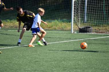 Orenburg, Rusya Federasyonu - 18 Ağustos 2017 yıl: çocuklar futbol mini futbol turnuvası şehir 