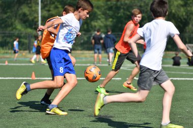 Orenburg, Rusya Federasyonu - 18 Ağustos 2017 yıl: çocuklar futbol mini futbol turnuvası şehir 