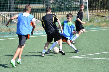 Orenburg, Rusya Federasyonu - 18 Ağustos 2017 yıl: çocuklar futbol mini futbol turnuvası şehir 