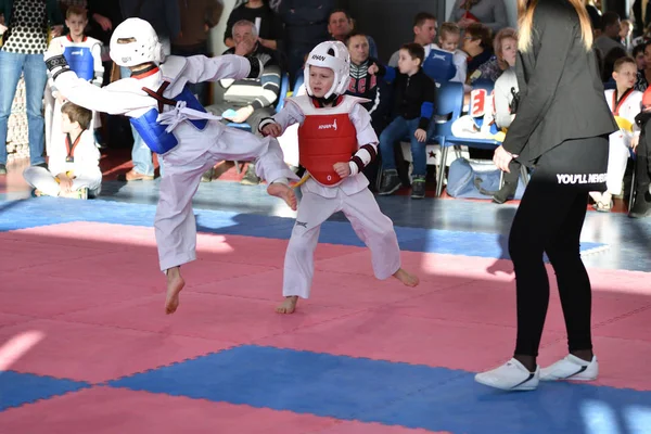 Orenburg Ryssland Januari 2018 Barnen Tävlar Taekwondo Championship School Olympic — Stockfoto