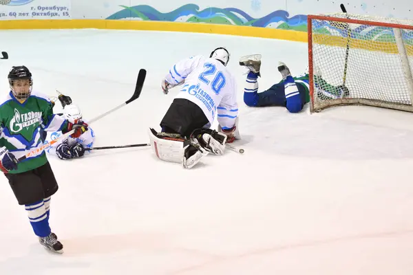 Orenburg Russland April 2017 Jahr Männer Spielen Hockey Auf Eishockey — Stockfoto