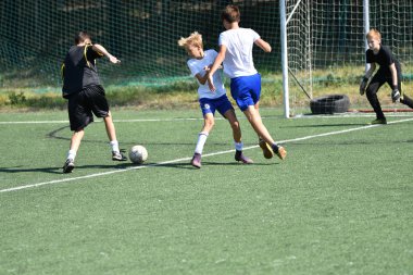 Orenburg, Rusya Federasyonu - 18 Ağustos 2017 yıl: çocuklar futbol mini futbol turnuvası şehir 