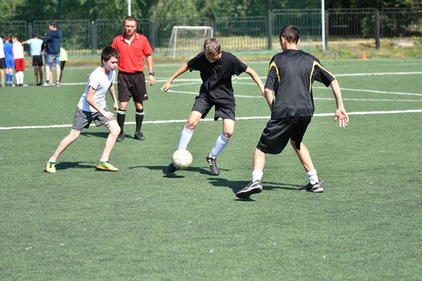 Orenburg Ryssland Augusti 2017 Pojkarna Spela Fotboll Staden Turnering Mini — Stockfoto