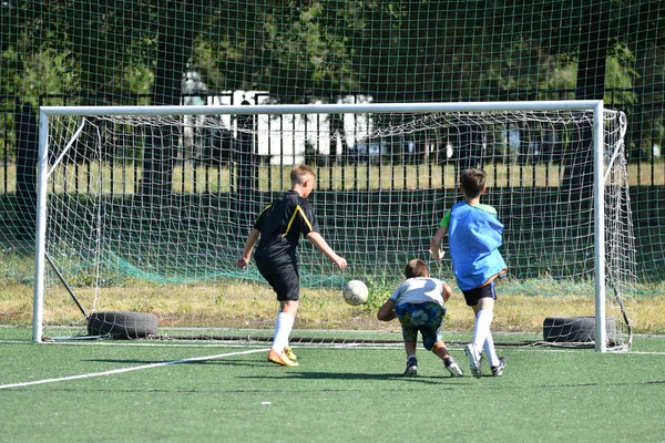 Orenburg Rússia Agosto 2017 Ano Meninos Jogam Futebol Torneio City — Fotografia de Stock