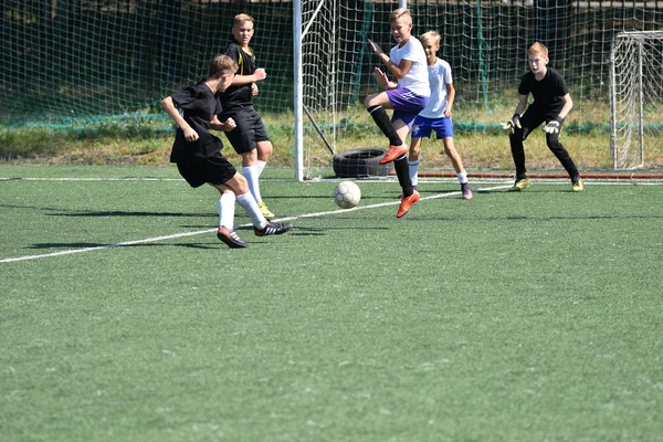 Orenburg Russia Agosto 2017 Anno Ragazzi Giocano Calcio Sul Torneo — Foto Stock