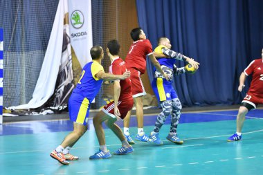 Orenburg, Rusya Federasyonu - February13, 2018 yıl: boys oyun hentbol Uluslararası hentbol turnuvası ilk Orenburg Vali il Ivan İvanoviç Nepluev anısına olarak
