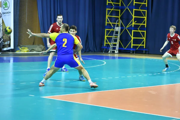 Orenburg Rússia February13 2018 Ano Meninos Jogam Handebol Torneio Internacional — Fotografia de Stock