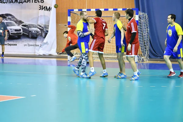 Orenburg Rússia February13 2018 Ano Meninos Jogam Handebol Torneio Internacional — Fotografia de Stock