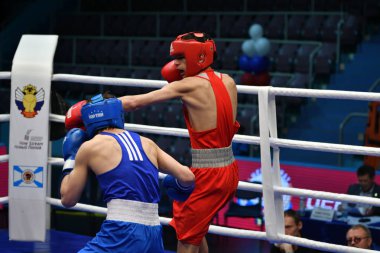 Orenburg, Rusya Federasyonu - 2017 yılı 6 Mayıs: çocuklar boksörler rekabet boks gençler, 1999-2000 d. arasında Rusya Şampiyonası