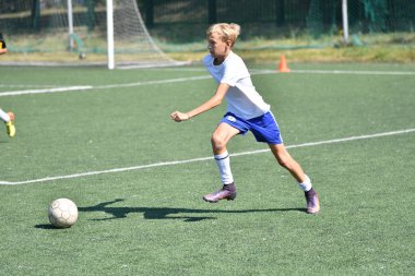 Orenburg, Rusya Federasyonu - 18 Ağustos 2017 yıl: çocuklar futbol mini futbol turnuvası şehir 