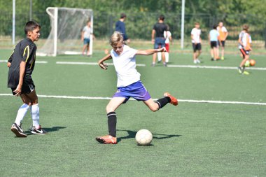 Orenburg, Rusya Federasyonu - 18 Ağustos 2017 yıl: çocuklar futbol mini futbol turnuvası şehir 
