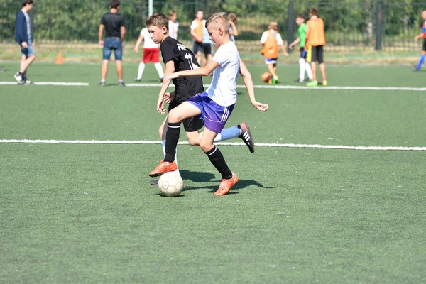 Orenburg Russia Agosto 2017 Anno Ragazzi Giocano Calcio Sul Torneo — Foto Stock