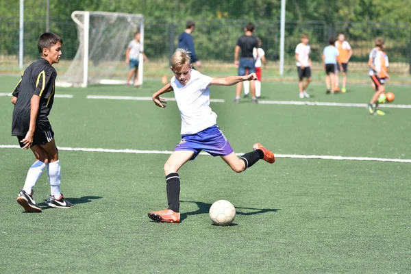 Orenburg Russia Agosto 2017 Anno Ragazzi Giocano Calcio Sul Torneo — Foto Stock